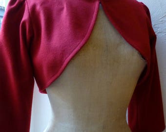 END of series: Cardigan/Bolero 3/4 sleeves in red wool
