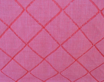 1.5 Yards Interesting Stitched Squares Fabric Red Pink