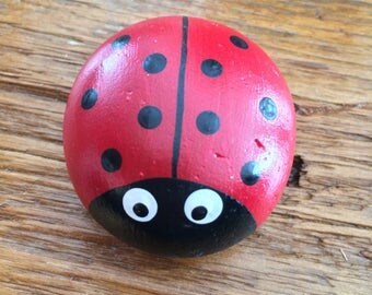 Hand Painted Ladybug Stone / Rock Art / Garden Stone / Yard