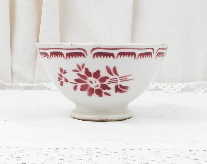 Antique Red and White Farmhouse Coffee Bowl from France, French Country Ceramic Café au Lait Bowl, Cottage Kitchen Latte Bowl Antique Red and White Farmhouse Coffee Bowl from France, French Country Ceramic Café au Lait Bowl, Cottage Kitchen Latte Bowl