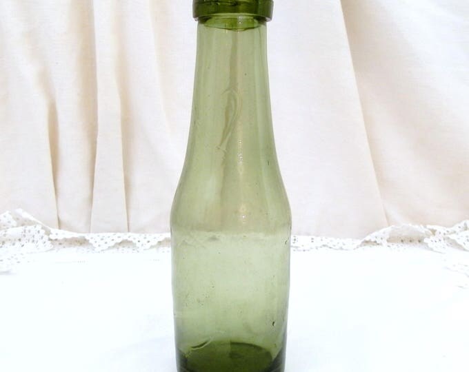 Antique French Green Blown Glass Milk Bottle, Unusual Shaped Bottle from France, Country Farmhouse Decor, Diary Decorators Piece , Vase Antique French Green Blown Glass Milk Bottle, Unusual Shaped Bottle from France, Country Farmhouse Decor, Diary Decorators Piece , Vase