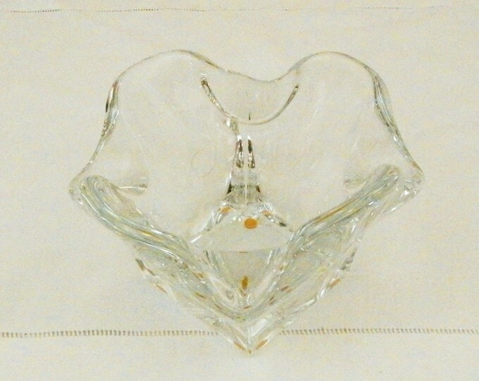 Large Vintage Crystal Glass Cigar / Cigarette Ashtray by Bayel Cristal France, Heavy Clear Glass French Ash Tray, Vintage Retro Home Decor