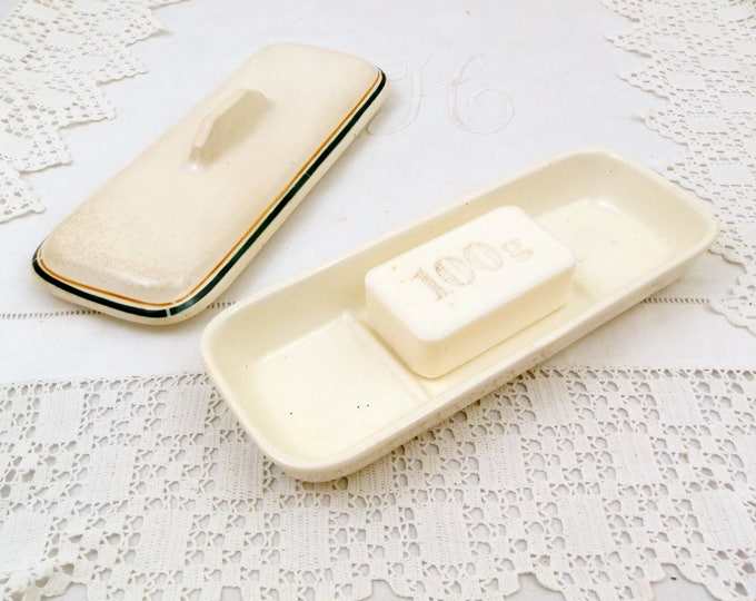 Antique French Soap Dish from France by Badonviller, Retro Bathroom Ware Toothbrush Lidded Dish, Trinket Box, Vintage Brocante Fleamarket Antique French Soap Dish from France by Badonviller, Retro Bathroom Ware Toothbrush Lidded Dish, Trinket Box, Vintage Brocante Fleamarket