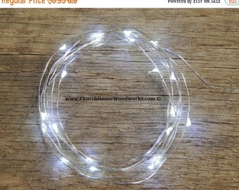 CLEARANCE limited supply LED Battery Operated Fairy Lights, Rustic Wedding Decor, Room Decor, 6.6 ft Silver Wire Cool White