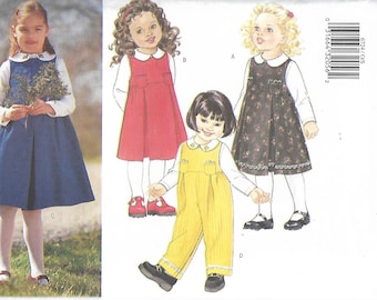 Butterick 6724 Size 1-2-3-4 Toddler Jumper, Jumpsuit & Blouse Sewing Pattern 2000 Uncut