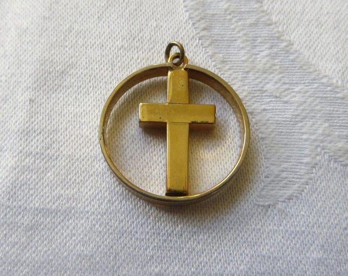 Vintage Religious Pendant, Crucifix Pendant, Jeweled Cross, Religious Jewelry
