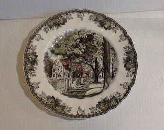 Vintage Johnson Bros The Friendly Village Collection "The Village Street" Serving Dish Hand Engraved Staffordshire Ware Made In England