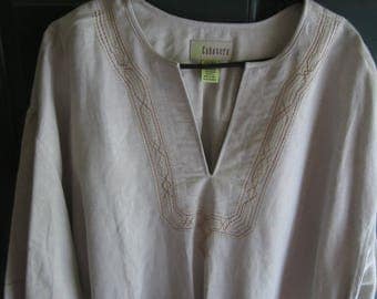 Emboidered Short Sleeved Men's Linen Shirt