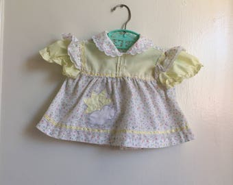 VTG Baby Girl Dress Yellowe Sunshine Flowers Sz 0-6M