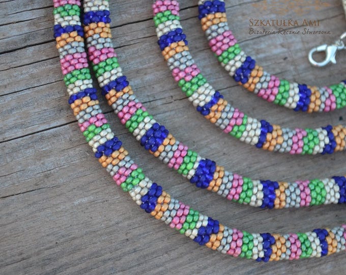 Indian necklace, tie women, color necklace, very long necklace, lariat necklace, crochet necklace, Layering Necklace, beaded necklace, boho