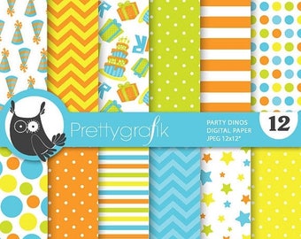 80% OFF SALE Dinosaur birthday digital papers, commercial use, scrapbook papers, background - PS690