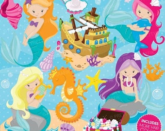 80% OFF SALE mermaid clipart commercial use, vector graphics, digital clip art, digital images - CL741