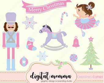 Sweet Nutcracker Ballet Christmas Clipart Set, Personal & Commercial Use, Instant Download!