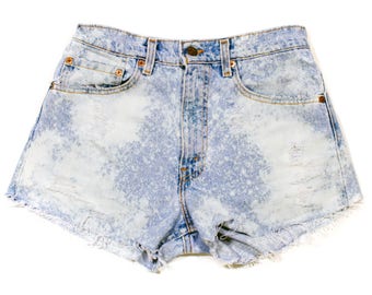 Levis High Waisted Distressed Denim Shorts