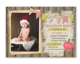 Holiday mini session template, christmas mini session template, photography marketing template