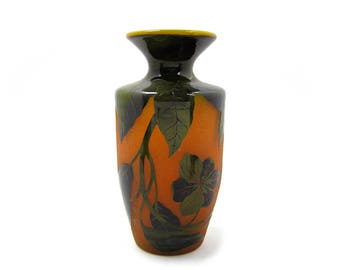 Vintage 1992 Ramski Cameo Glass Vase Polish Art Glass Hand Blown Art Glass Ryszard Ramski