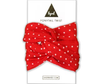 Top Knot, Ponytail Holder, Hair Cuff, Wire Hair Wrap, Fabric Bracelet, Bun Wrap, Ponytail Wrap, Gift for Her, Scrunchie, Red Hair Tie,Byrd