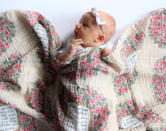 Swaddler Blanket // Organic Gauze Baby Swaddle // Literary Baby Gift