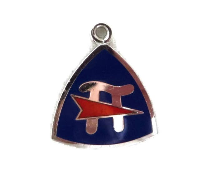 Silver Pennant Charm - Vintage Sterling Silver Pi Symbol Charm, Fraternity Charm, Gift for Her