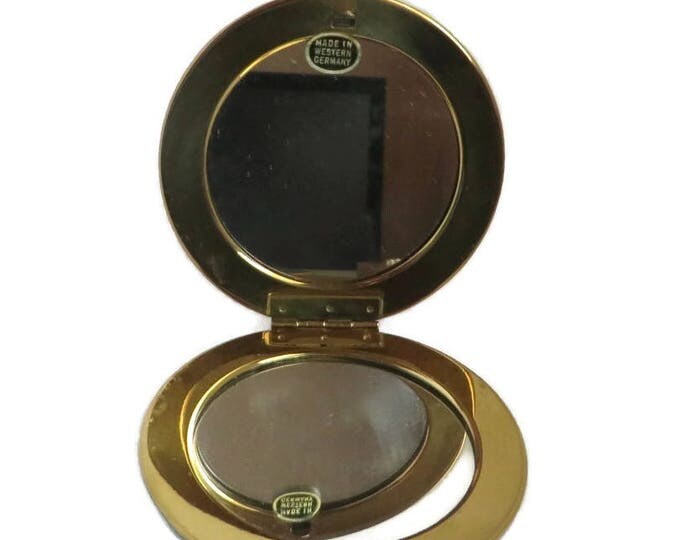 Vintage Compact, West Germany Double Mirror Compact, French Courting Scene Flapjack Compact