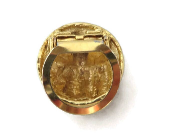 Anne Klein Scarf Clip, Vintage Gold Tone Round Designer Clip Ring, AK Clip
