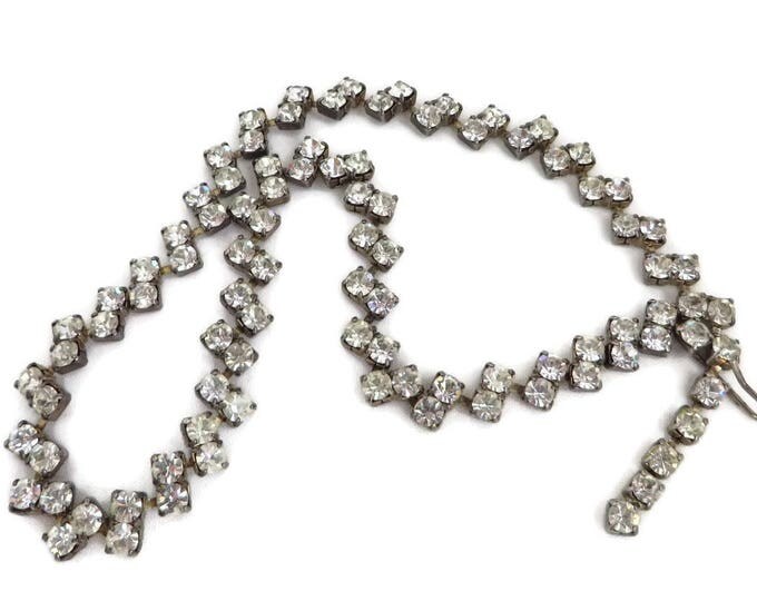 Classic Rhinestone Necklace | Vintage Linked Rhinestone Choker | Mid Century Bridal Jewelry