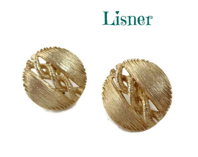 Lisner Matte Gold Button Earrings, Vintage 1960s Screwback Earrings