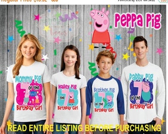 ON SALE 25% OFF Peppa Pig Shirt Girl Birthday family Daughter Brother Dad Mom Brother Custom Theme Raglan Tshirt Oneise Long Sleeve Princess