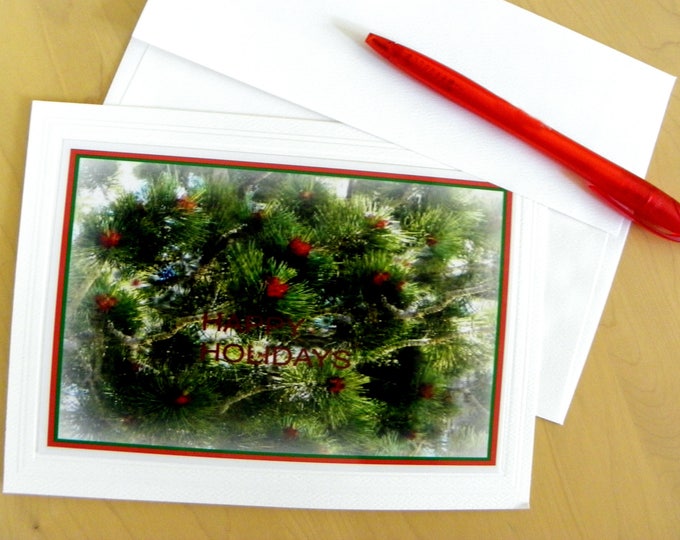 HOLIDAY Christmas CARD created for you by Pam Ponsart of Pam's Fab Photos; Blank Inside Photo Greeting Card with Printed Red Text