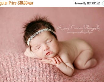 SALE Rhinestone Headband, Newborn Headband, Newborn Tie Back, Baby Headband, Baby Halo Baby, Newborn Prop, Christening Headband, Baby Girl