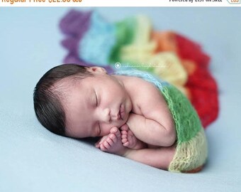 SALE Rainbow Mohair Wrap, Newborn Photo Prop, Newborn Wrap, Mohair Wrap, Rainbow Prop, Rainbow Baby