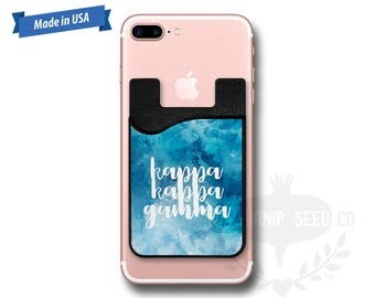 Kappa Kappa Gamma Watercolor - Water Color - Phone Caddy - Sticker Pocket Wallet - Personalized Cell Phone Pocket PC 1088
