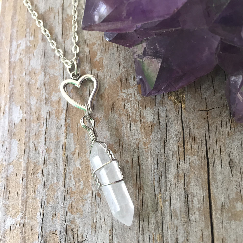 Crystal Fairy Necklace/ Wrapped Crystal Necklace/ Lotus