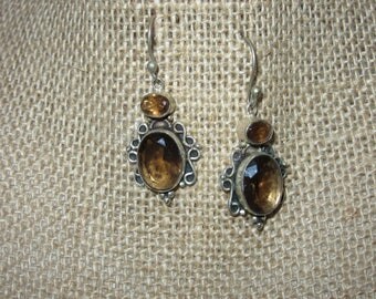 smokey topaz chandelier sterling silver earrings