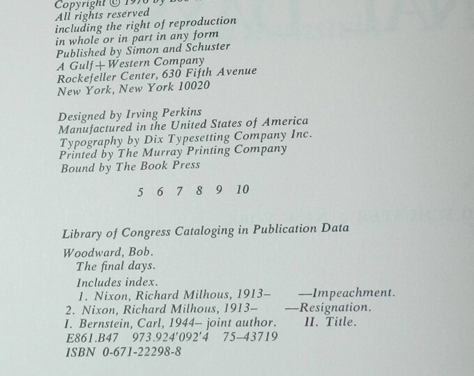 The Final Days by Bob Woodward and Carl Bernstein 1976