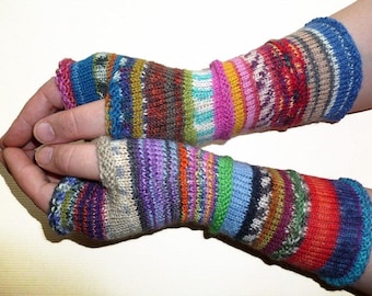 Knit Fingerless gloves | Knitted Fingerless Mittens | Long Arm Warmers | Hand Warmers | Boho Glove | Wrist Warmers