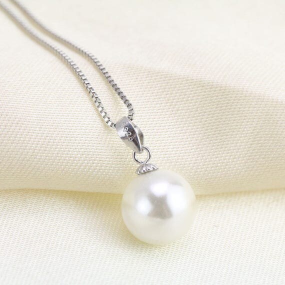 9-10mm single pearl pendant necklaceround shape freshwater