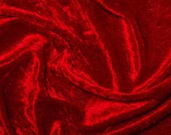 Red Crushed Velvet Velour Fabric Material - Polyester - 150cm (59") wide