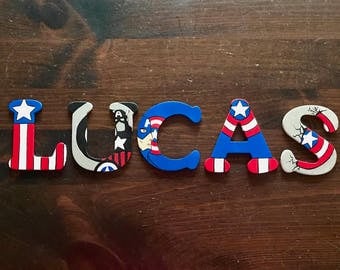Superhero Wooden Letters - Superman, Ironman, Captain American, Hulk, Spiderman
