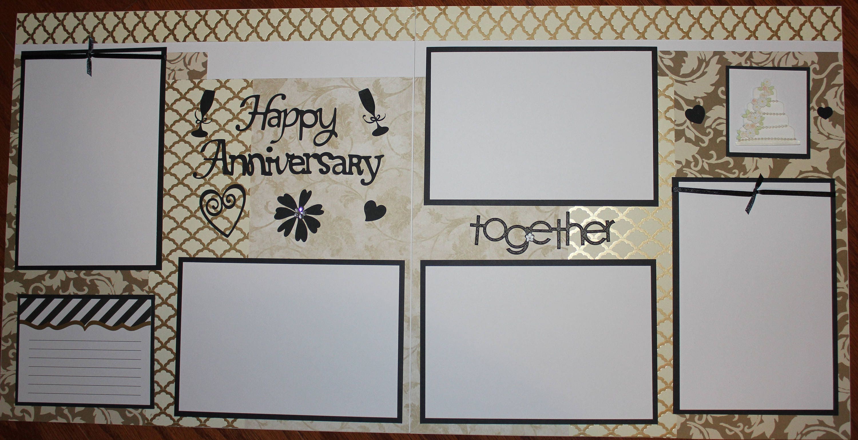 12 x 12 premade scrapbook layout pages titled "Happy Anniversary ...