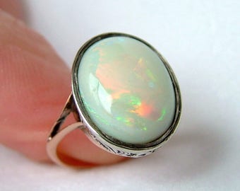 Victorian Natural Opal Rose Gold Ring * Large Opal Gold Ring * Antique Opal Gold Ring * Rose Gold Opal Ring * Victorian Rose Gold Opal Ring