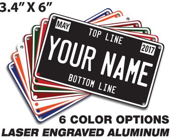 Custom Mini License Plate, personalized for your spacecraft: bike, trike, wagon, scooter, walker, wheel chair, golf cart or mutant vehicle.