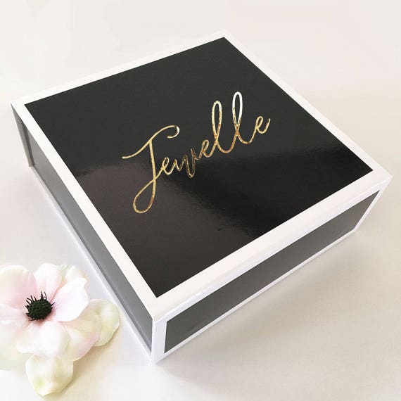Black Gift Box, Personalized Metallic Gold Foil Text by Nspire Design ...