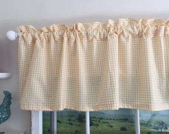 Yellow Gingham Kitchen Valance 63 Inches wide