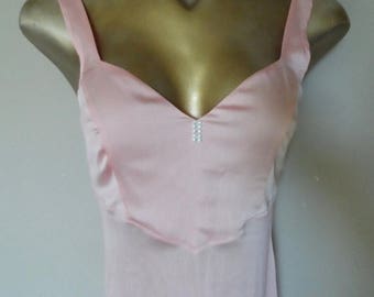 40% OFF Vintage Sexy Pink Negligee* ILE SAINT-Louis .Rhinestone Feature.Size Small.Lace.Elegant.Wedding.Anniversary.Evening Gown. Prom.Party