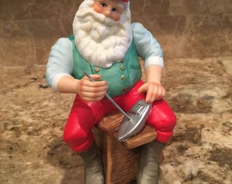 Santa Claus Figurine Porcelain Vintage Hallmark 1989 Toy Maker Christmas Decor
