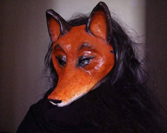 Halloween masks Paper mache fox mask fox costume Fancy Dress