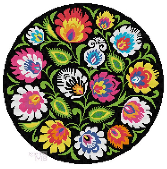 Folky Flowers Meadow Polish wycinanki Polish Folk Art digital