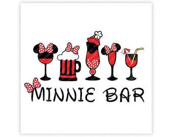 Disney, Minnie Bar, Drinks, Bow, Epcot, Food, Wine, Festival, Digital, Download, TShirt, Cut File, SVG, Iron on, Transfer
