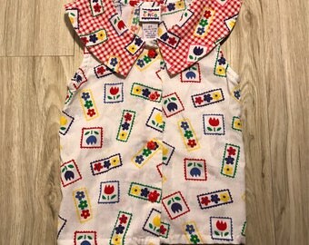 90s Circo Flat Collar Floral Picnic top / 2T